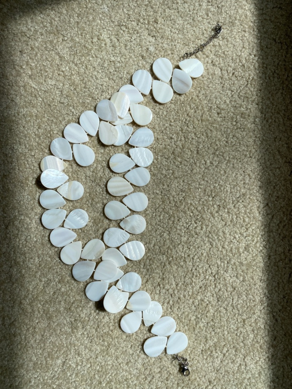 White Mother-of-Pearl Teardrop Statement Necklace